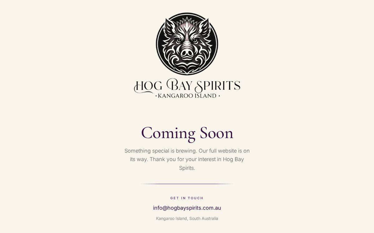 Screenshot of the Hog Bay Spirits website