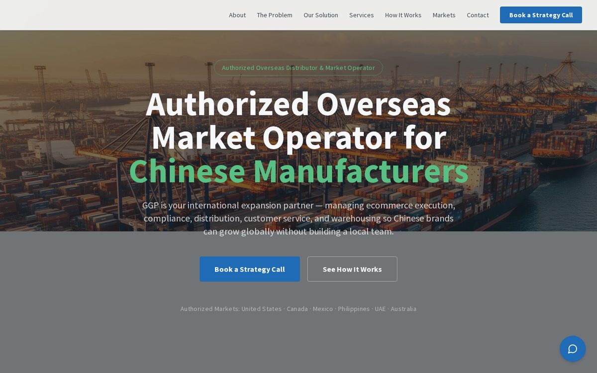 Screenshot of the GGP Business website