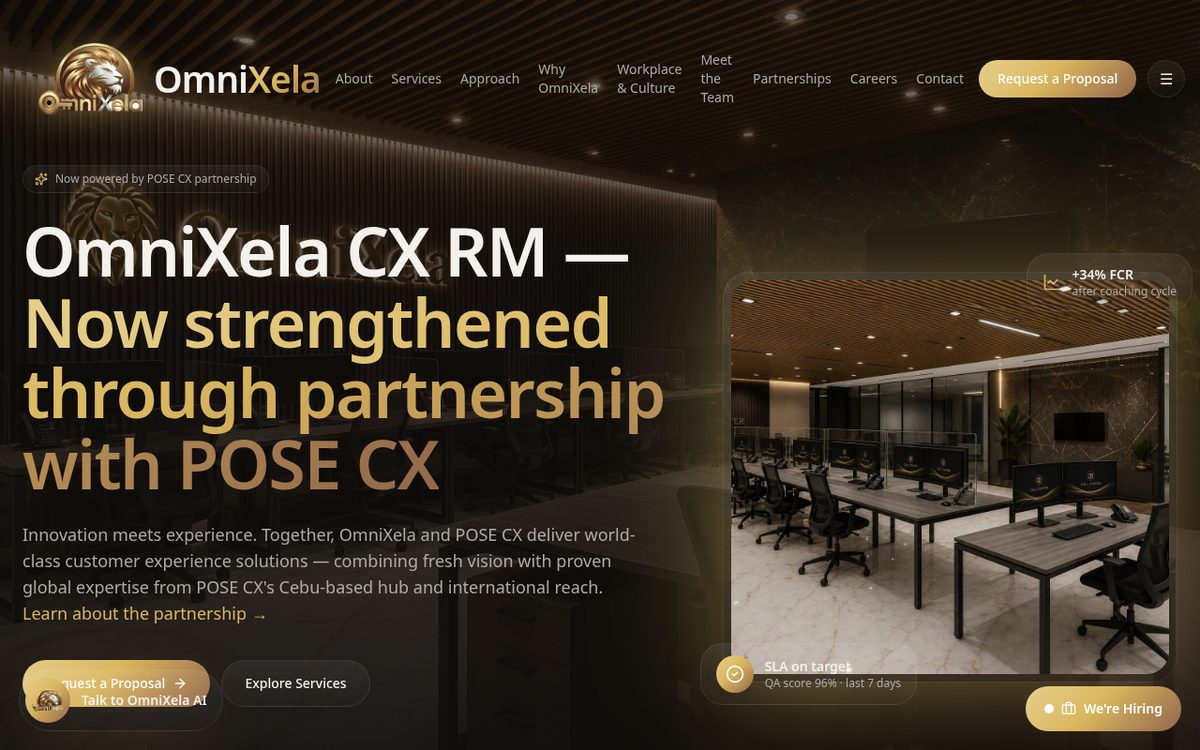 Screenshot of the OmniXela website