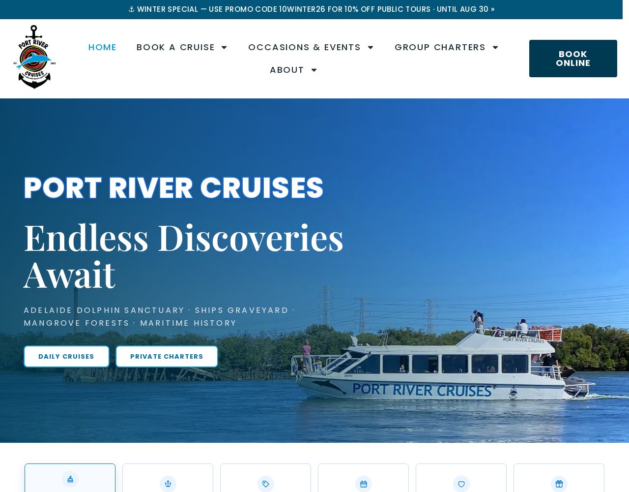 Port River Cruises homepage — after