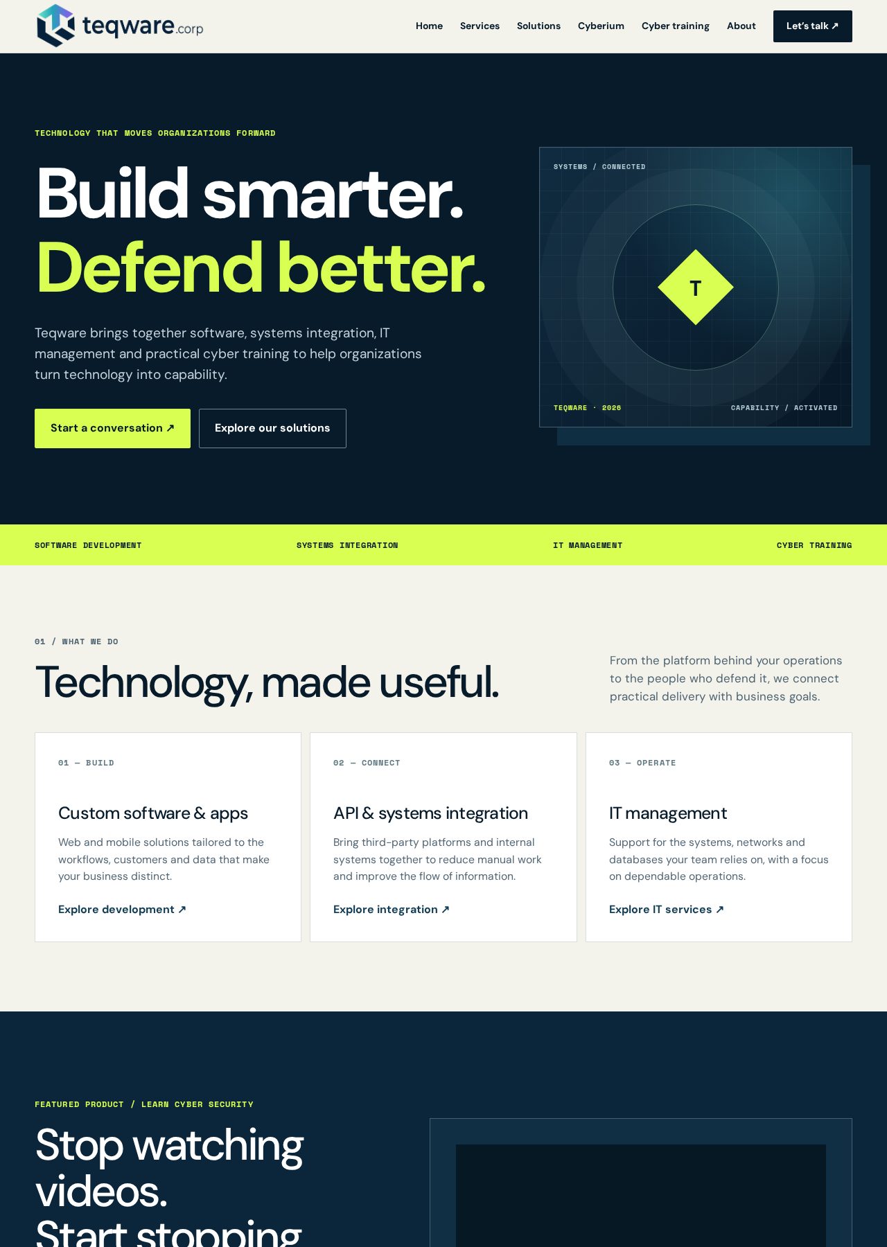 Screenshot of the Teqware Corporation website homepage